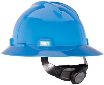 MSA V-Gard Hard Hat with full brim in blue